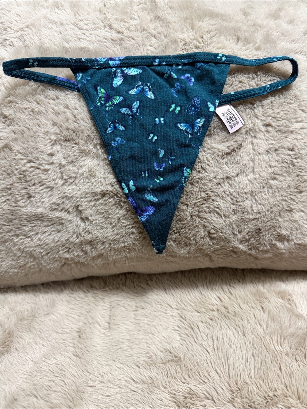 PINK Victoria's Secret Teal Butterfly Lace Thong